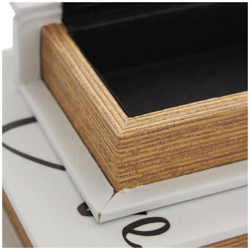 Faux Leather or Linen Fabric Book Storage Box - Set of 3 White, Beige, Black, Red or Light Gray - Roche River Decor