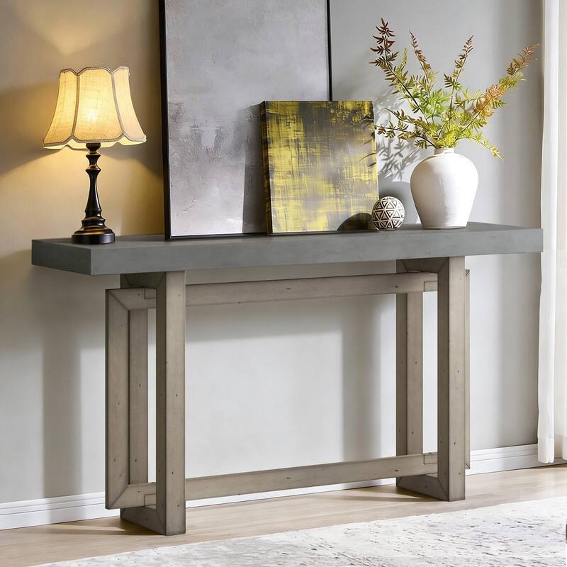 Stylish 59"Long Console Table,Entryway table,Hoyer table with wood frame - Grey
