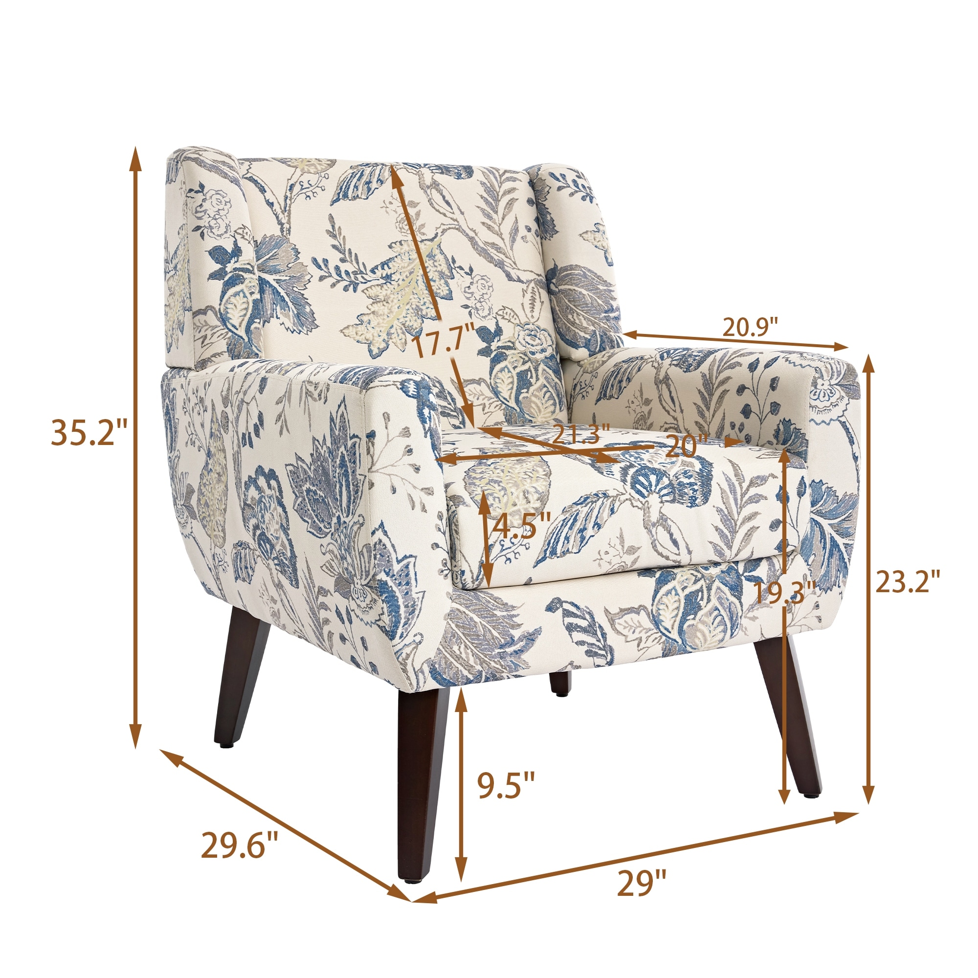 Modern Cotton Linen Upholstered Accent Chair for Living Room-image