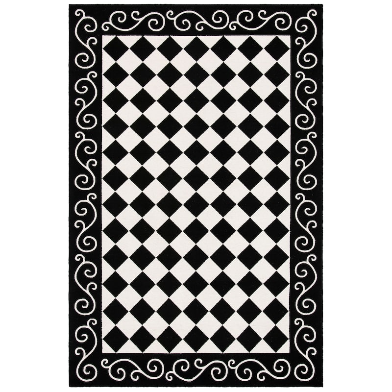 SAFAVIEH Handmade Chelsea Kamryn French Country Wool Rug - 4' Square - Black/Ivory