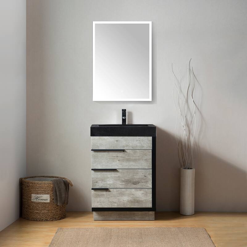 Hatcher 24" Single Bathroom Vanity Set - Grey-Black Sink