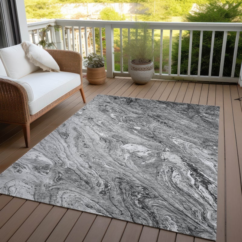 Machine Washable Indoor/ Outdoor Chantille Modern Abstract Rug