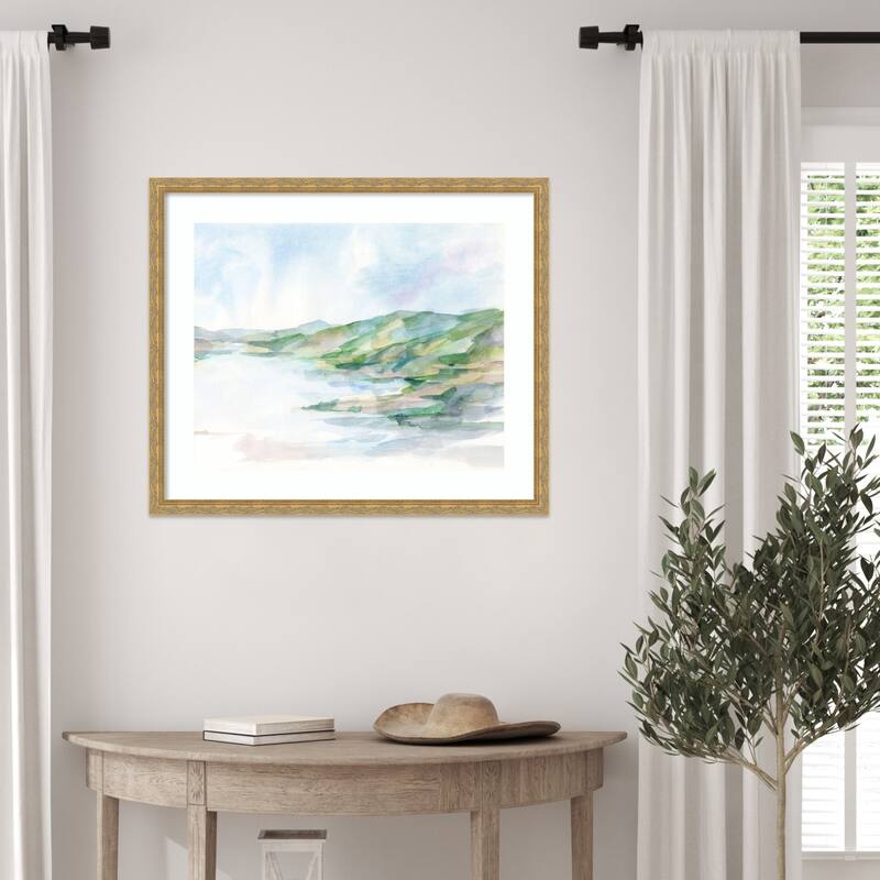 Pastel Seaside No. 2 by Ethan Harper Wood Framed Wall Art Print - Mila Dark Gold