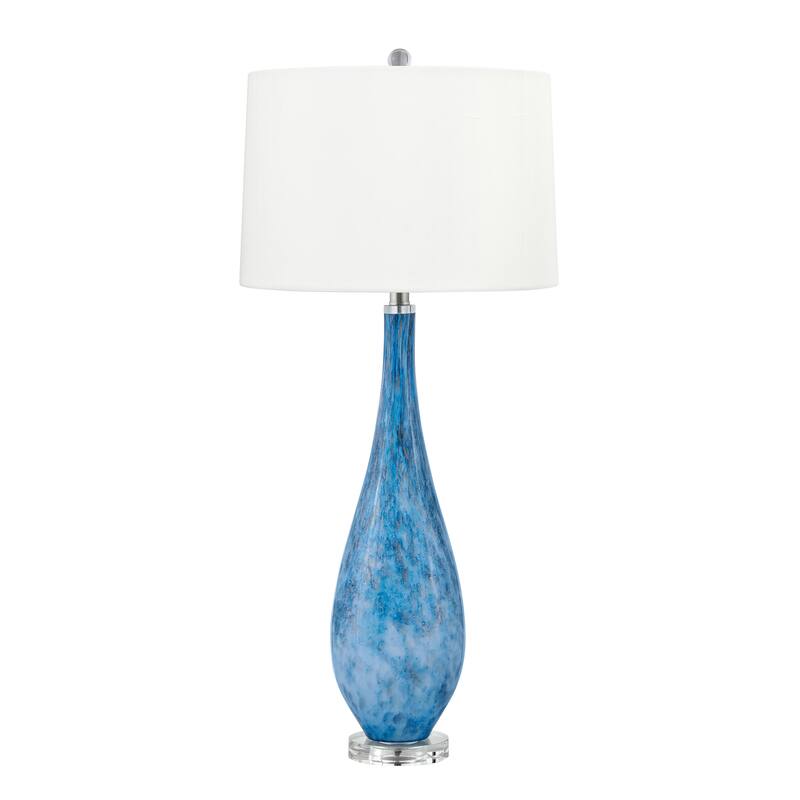 Tirreni 35 in. Blue with Silver Glitter Table Lamp - Set of 1