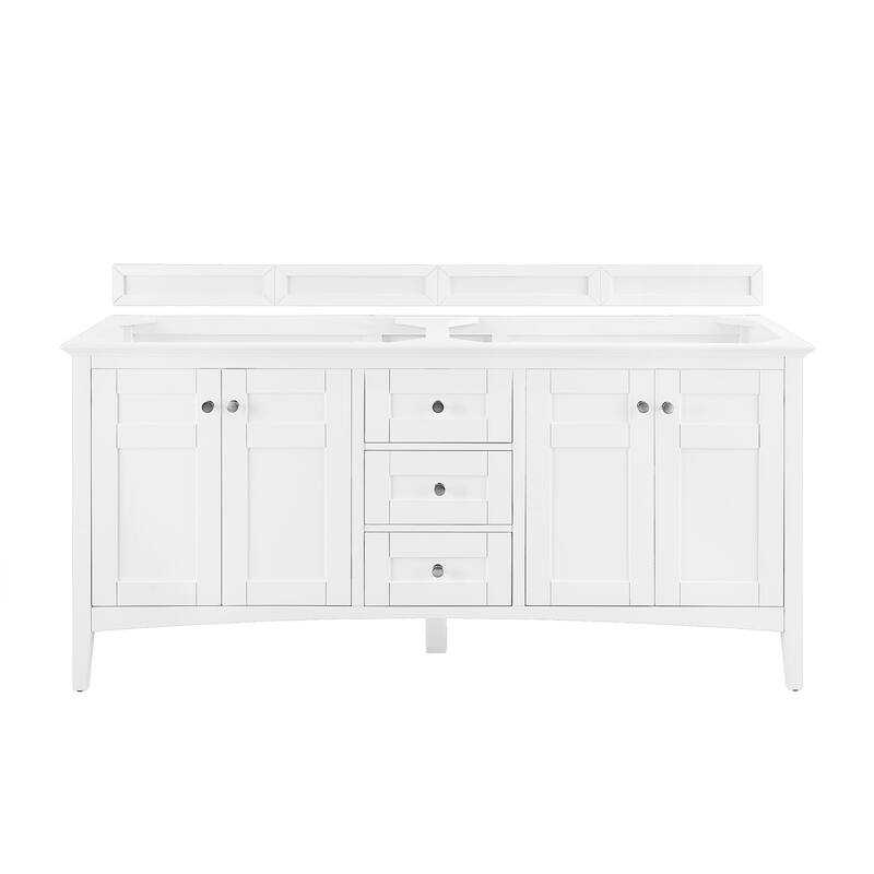 James Martin Vanities Palisades 72" Double Vanity, Bright White - Bright White Cabinet Base Only - No Top