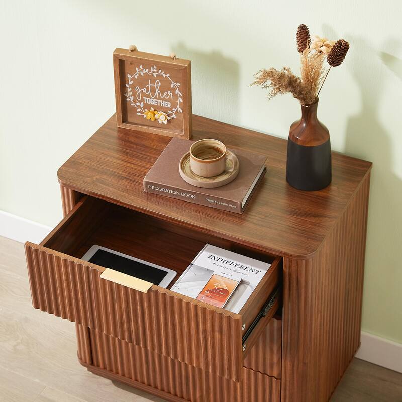 3 Drawers Dresser 2PCS, 27.6'' Wide Modern Chest of Drawers Curved wave Design