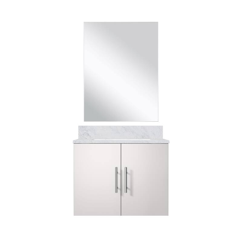 Geneva Bath Vanity with Carrara Marble Top, Sink & Mirror