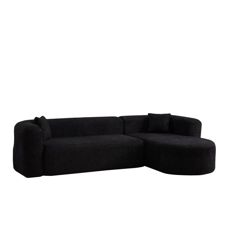 L-Shaped Modular Sectional Sofa, Comfy Chenille Boneless Cloud Couch, Corner Deep Seat Sofa with 2 Throw Pillows