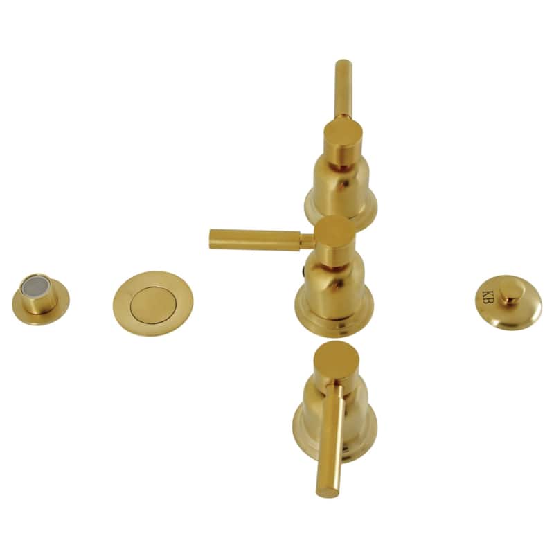 Kingston Brass Concord 1.5 GPM Widespread Bidet Faucet with 3 Lever - Brushed Brass