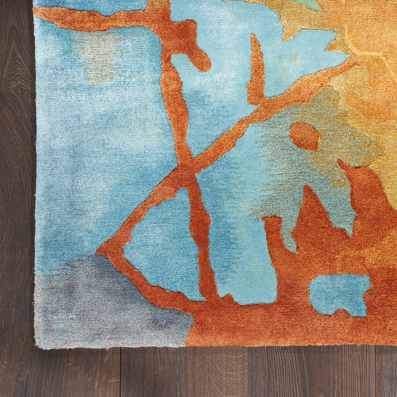 Nourison Prismatic Modern Abstract Golden Yellow Multicolor Area Rug
