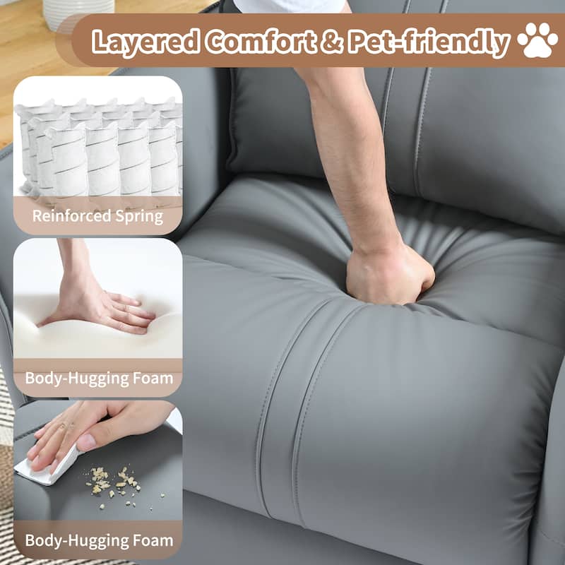 GDFStudio - 360° Swivel Rocker Recliner Chair with Manual Pull-Ring Recline