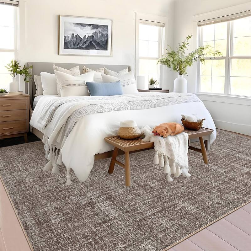 Washable Living Room Rugs Farmhouse Rug Modern Solid Carpet Soft Non Slip Area Rug