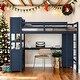 preview thumbnail 14 of 21, Wood Full Size Loft Bed with Cabinet and Bookshelf,Wardrobe and Desk for Kids For Home