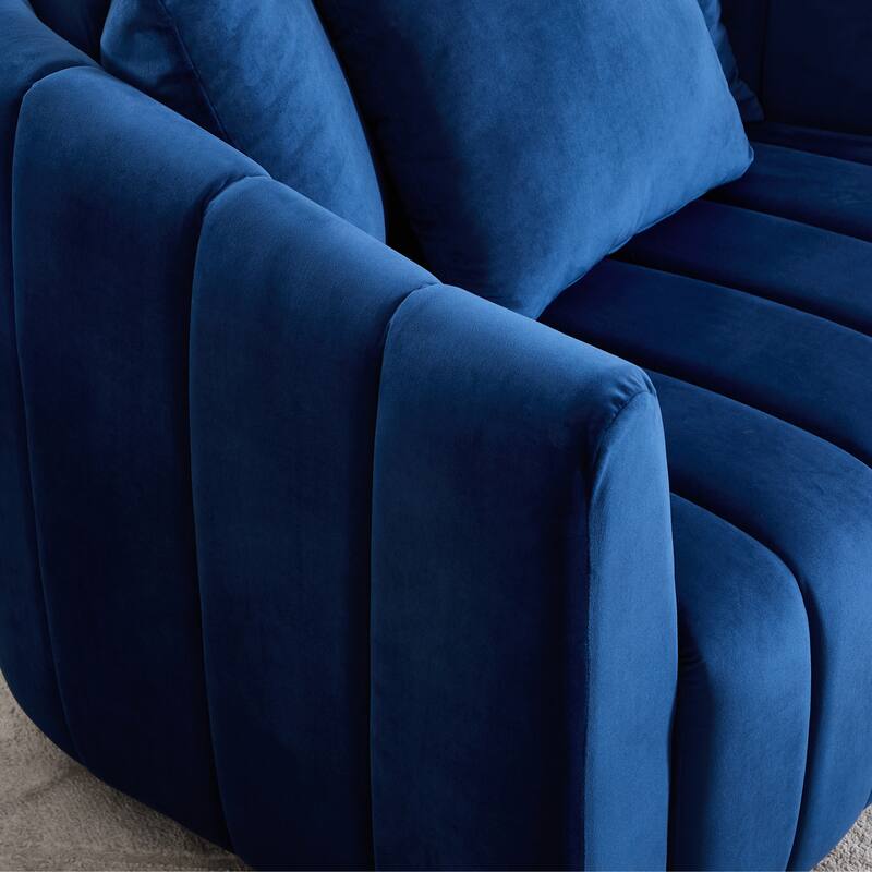 Modern Velvet Swivel Accent Chair,Sofa Chair with Pillows