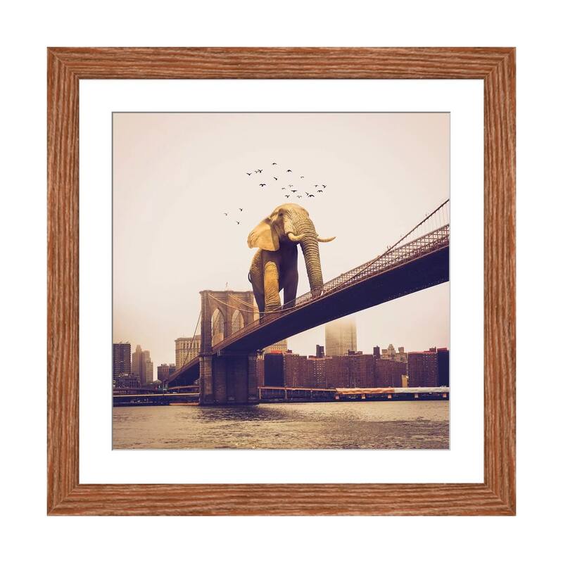 iCanvas "Elephant Bridge Amble" by Soaring Anchor Designs PFA - Walnut - 24x24x1