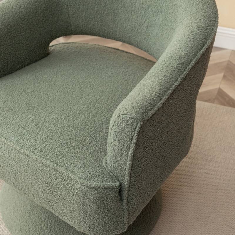 SEYNAR Modern Glam Open Back Velvet Upholstered Round Swivel Accent Arm Barrel Chair for Living Room Set of 2