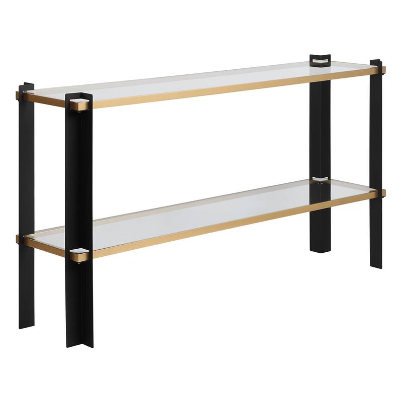 Contemporary Console Table with Tempered Glass Top - 60"