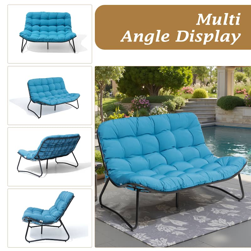 VredHom Double Papasan Loveseat Chair with Cushion Indoor Outdoor