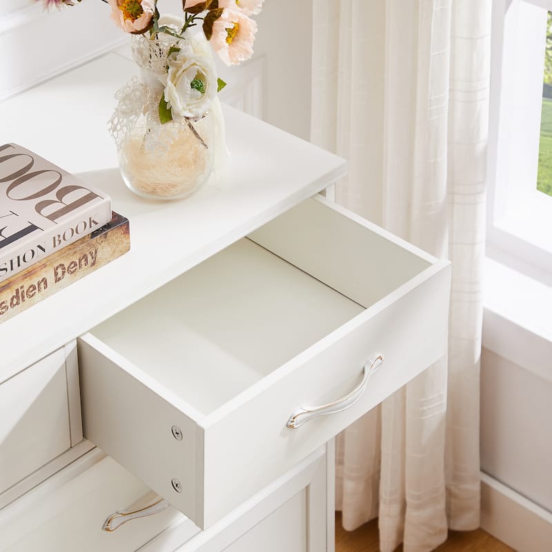 9 Drawer Long Dresser With Antique Handles