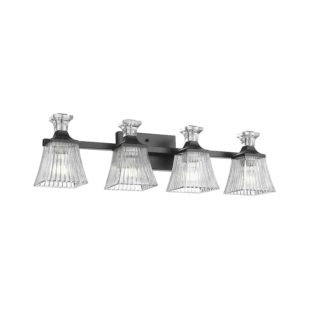 29" 4-Light Bathroom Vanity Light, Wall Sconces With Rippled Glass