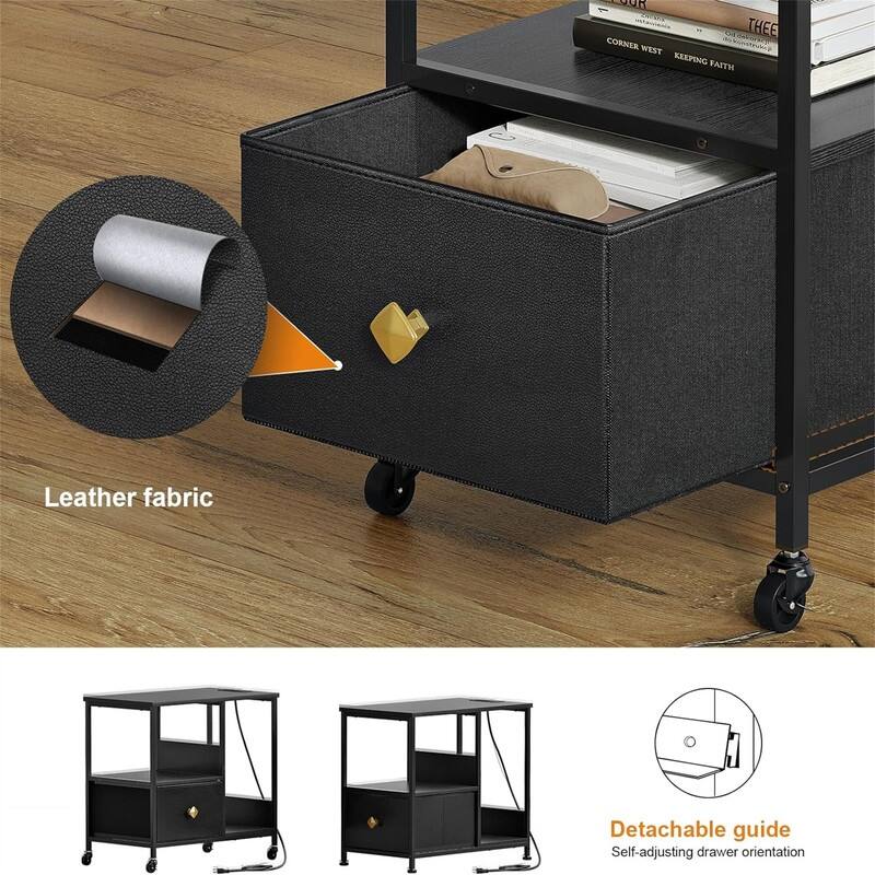 End Table with Charging Station - 13.78"D x 23.62"W x 22.4"H