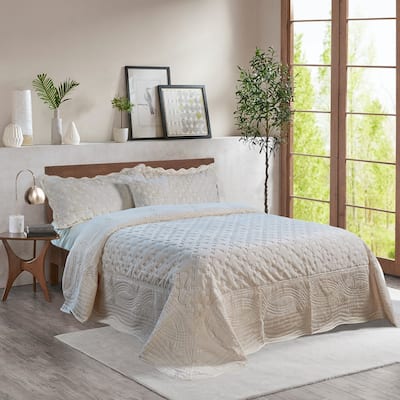 FauxFur Quilted Tatami 4-piece Bedspread Set
