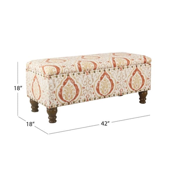 dimension image slide 3 of 8, Copper Grove Muscari Upholstered Storage Bench with Nailhead Trim