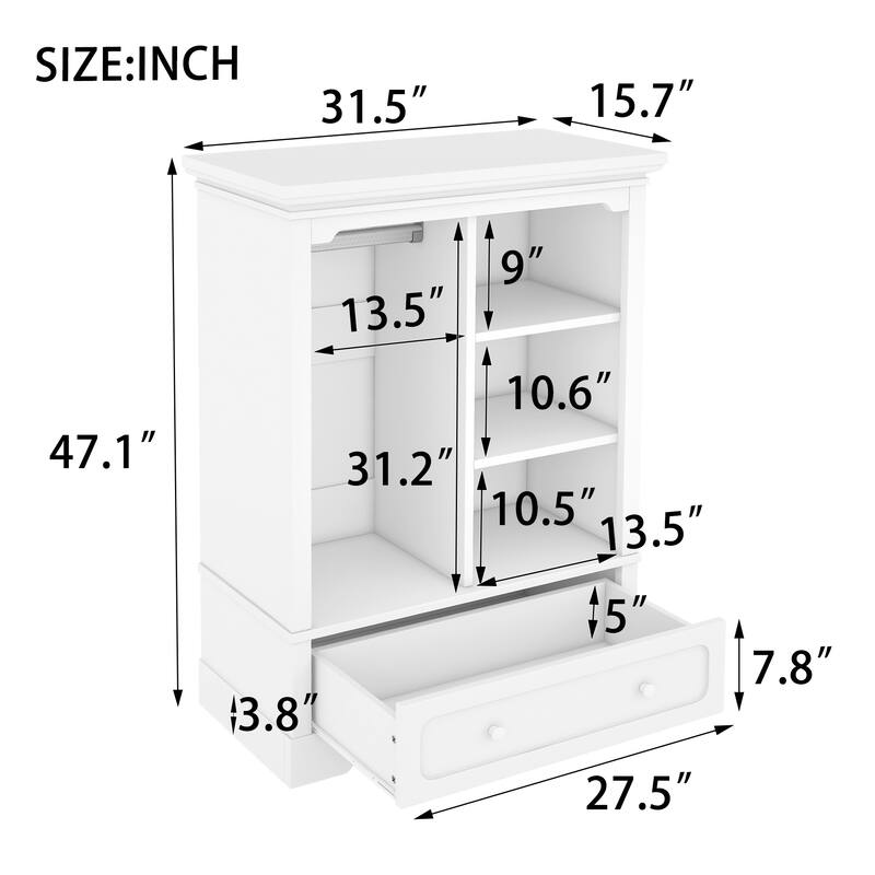 Open Children's Wardrobe with A Hanging Rod and Open Shelves