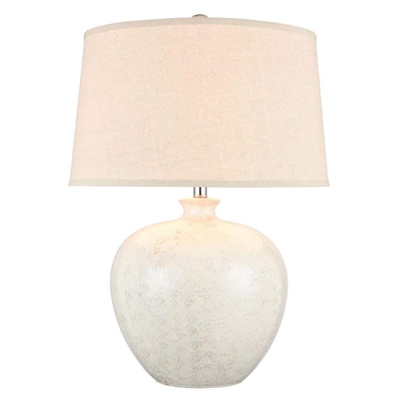 Elk Home Zoe White With Oatmeal Linen Shade 1 Light Table Lamp