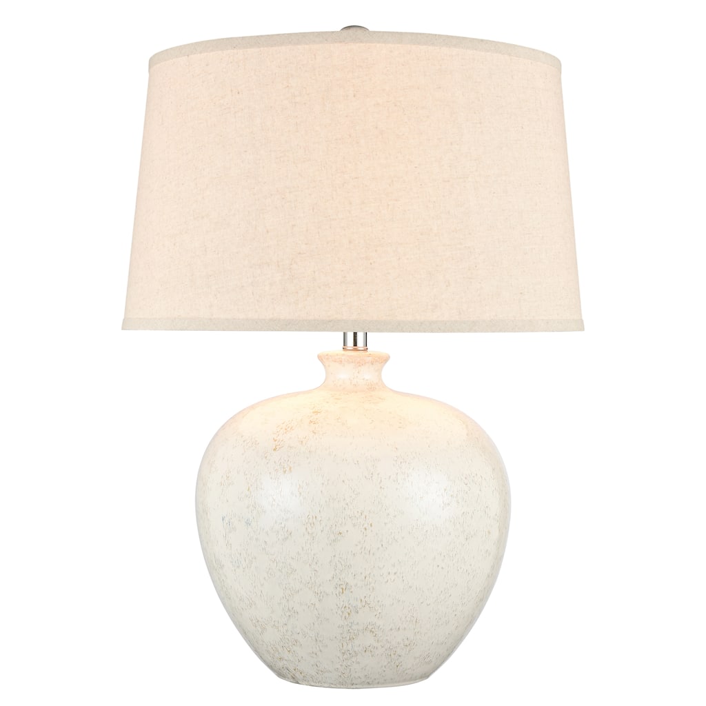 Elk Home Zoe White With Oatmeal Linen Shade 1 Light Table Lamp
