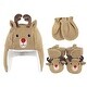 preview thumbnail 2 of 0, Hudson Baby Infant Boy Trapper Hat, Mitten and Bootie Set, Reindeer 12-18 Months - Reindeer