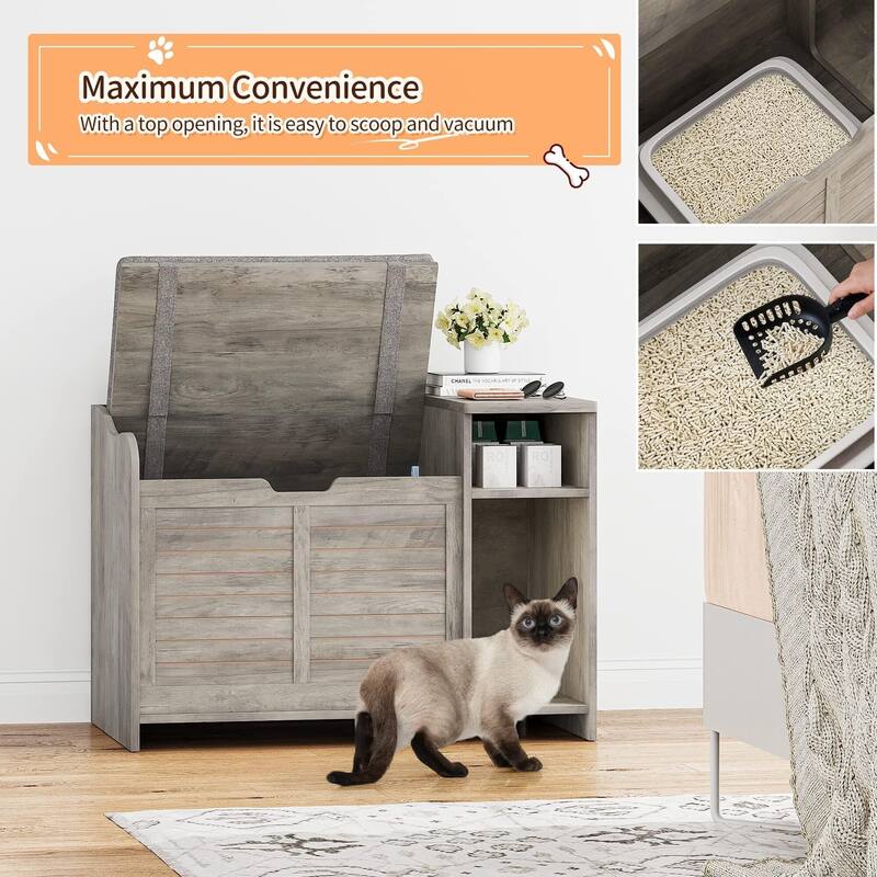 Cat Litter Box Enclosure with Top Opening, Privacy Cabinet
