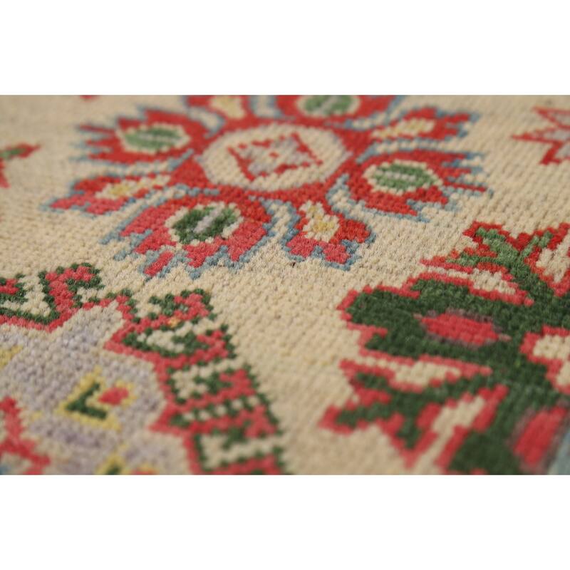 Geometric Kazak Foyer Rug Hand-Knotted Wool Carpet - 2'0" x 3'0"