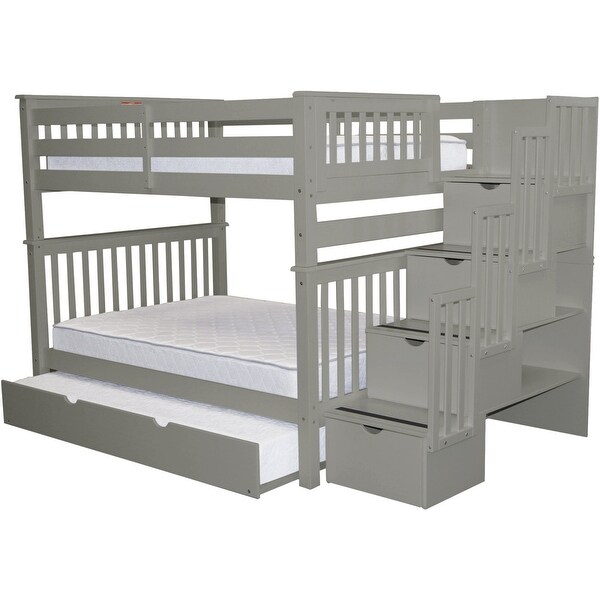 twin over full bunk bed with stairs and trundle