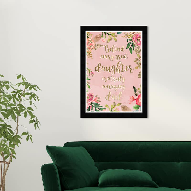 Wynwood Studio 'Amazing Dad' Typography and Quotes Pink Wall Art Framed Print - 13 x 19