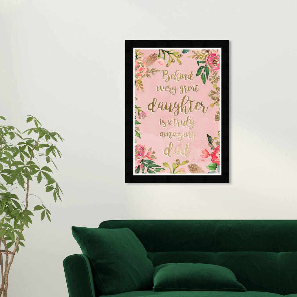 Wynwood Studio 'Amazing Dad' Typography and Quotes Pink Wall Art Framed Print
