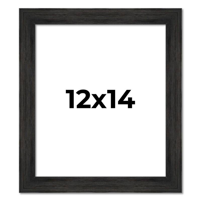 12x14 Black Rustic Wide Barnwood Picture Frame - UV Acrylic, Foam Board Backing, Hanging Hardware - Holds 12x14 Photo