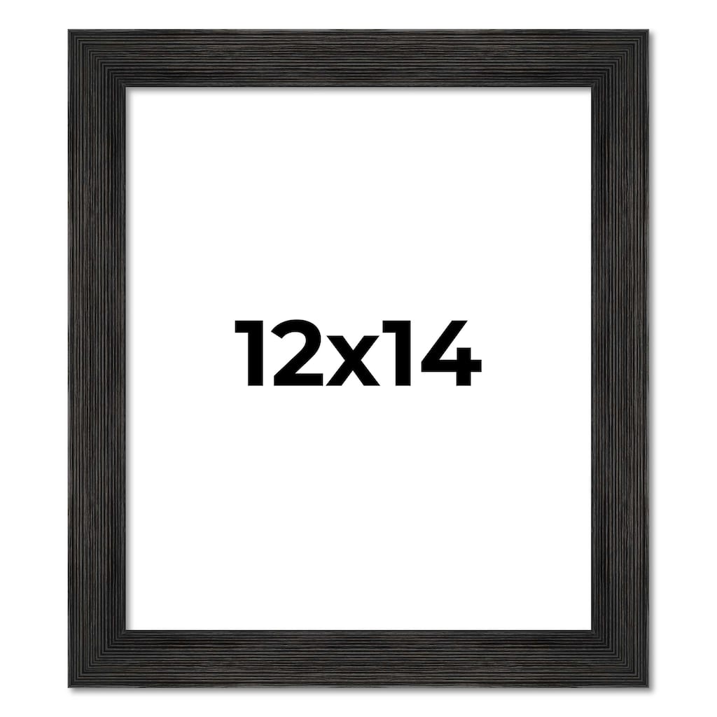 12x14 Black Rustic Wide Barnwood Picture Frame - UV Acrylic, Foam Board Backing, Hanging Hardware