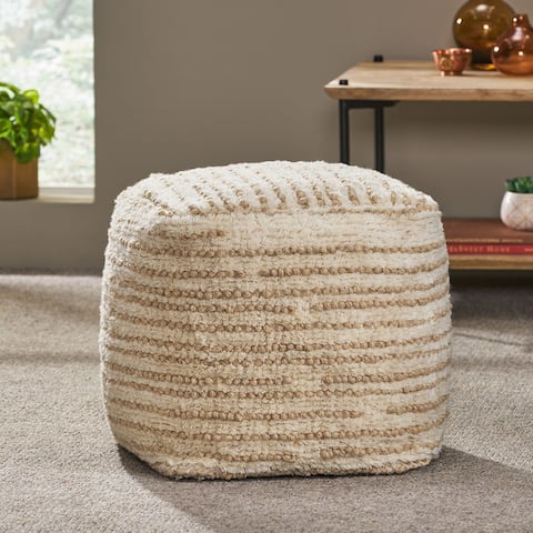 Healdton Indoor Wool Handcrafted Cube Pouf by Christopher Knight Home