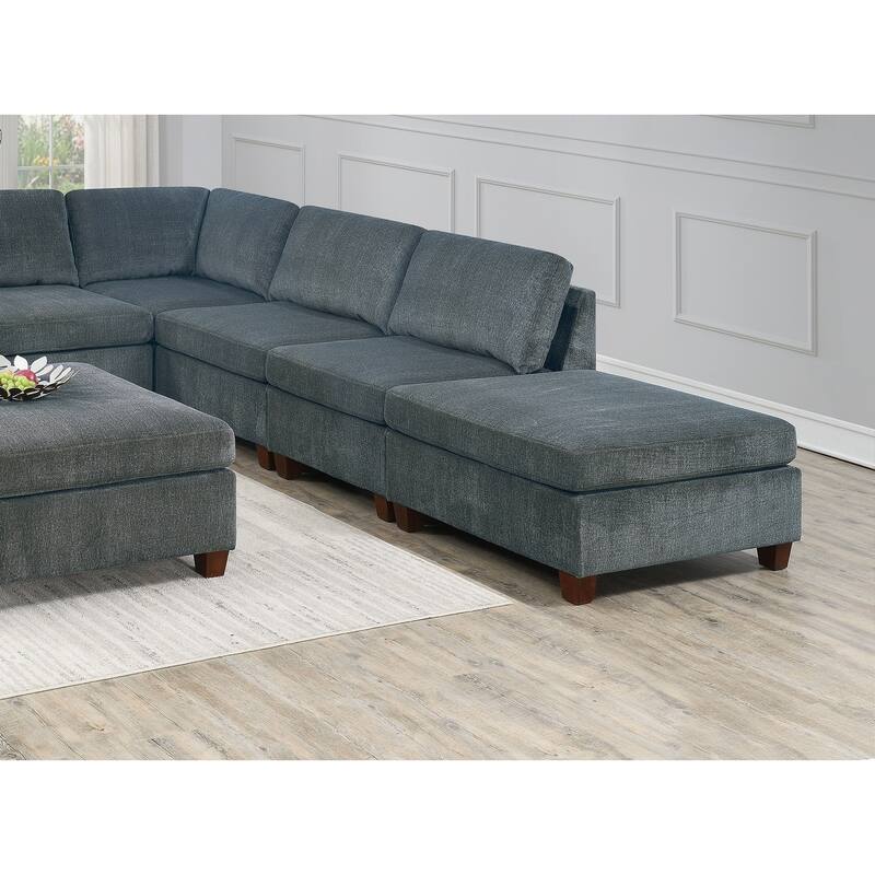 1pc Grey Chenille Modular Armless Chair for Living Room