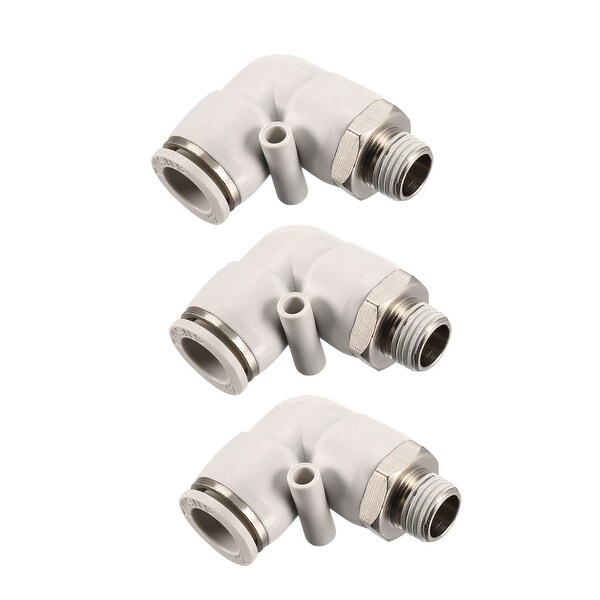 Pneumatic Push To Connect Fitting Male Elbow 12mm Tube OD X 1/4BSPT Thread 3Pcs