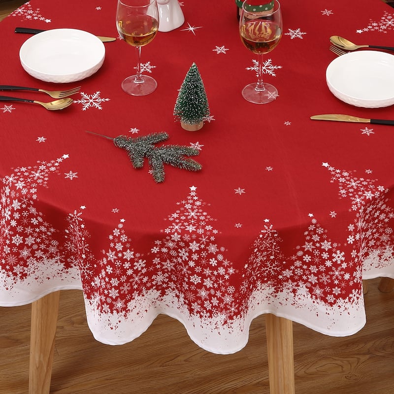 Washable Round Waterproof Christmas Table Cloth, Red
