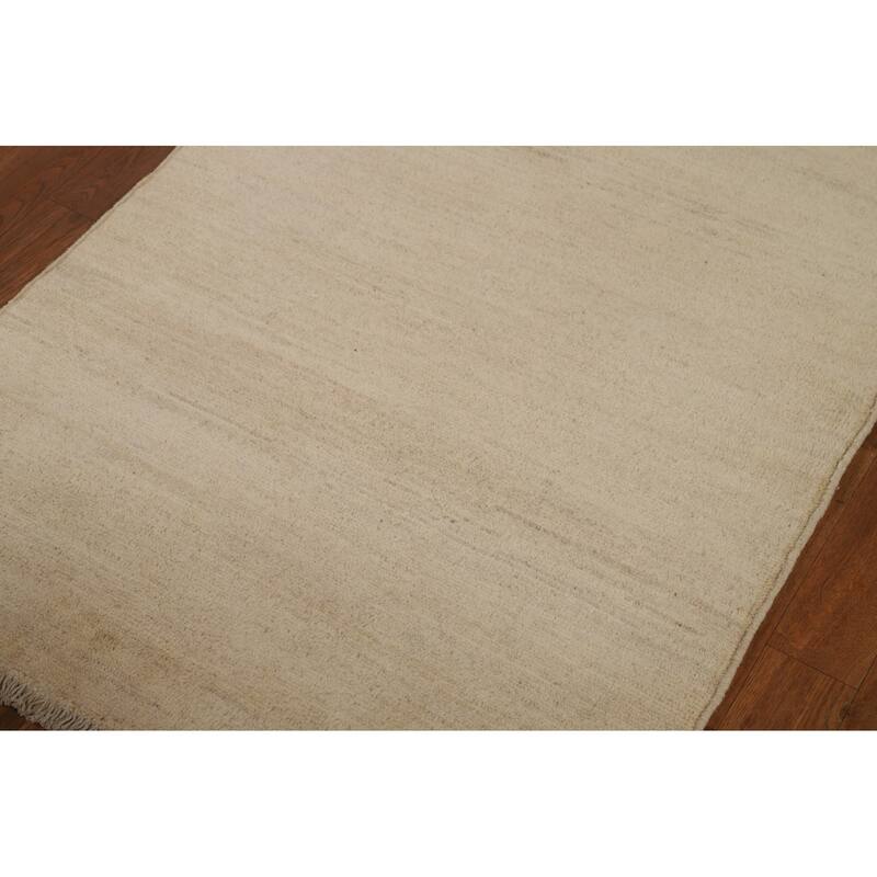 Modern Gabbeh Runner Rug Hand-Knotted Solid Wool Carpet - 2'9"x 9'7"