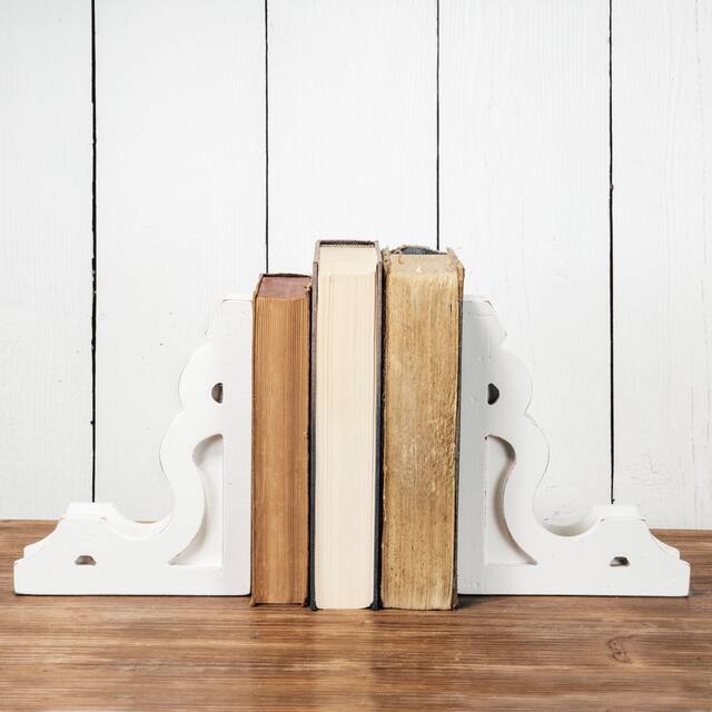 Foreside Home and Garden White Corbel Bookends, Set Of 2