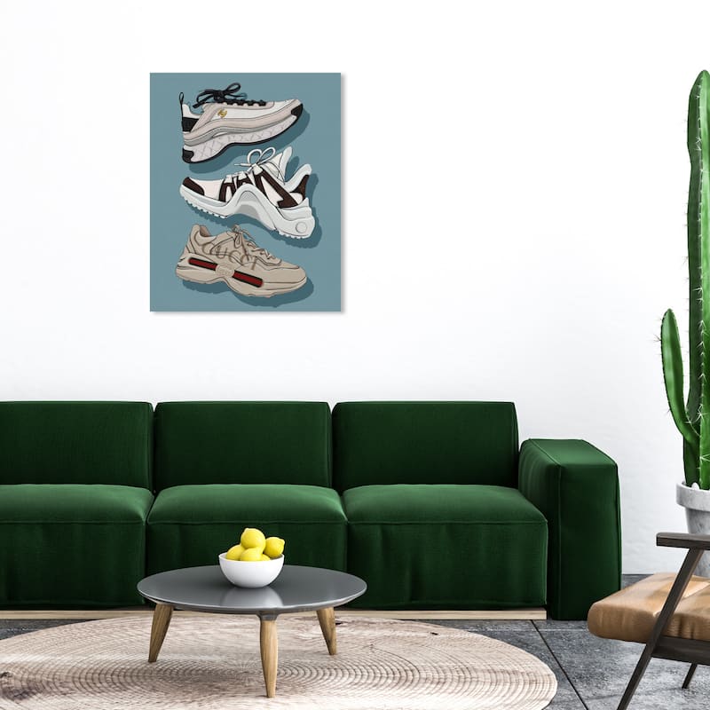 Wynwood Studio Fashion and Glam Glam Sneakers Blue and Modern & Contemporary Wall Art Canvas Print - 36 x 30