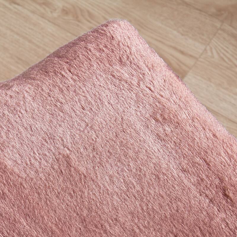 Heavy FauxFur Storage Ottoman with 2 Pillow Set