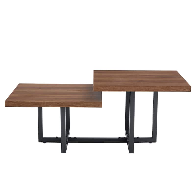 47" Two-Tier Coffee Table with Dark Wood Grain Finish