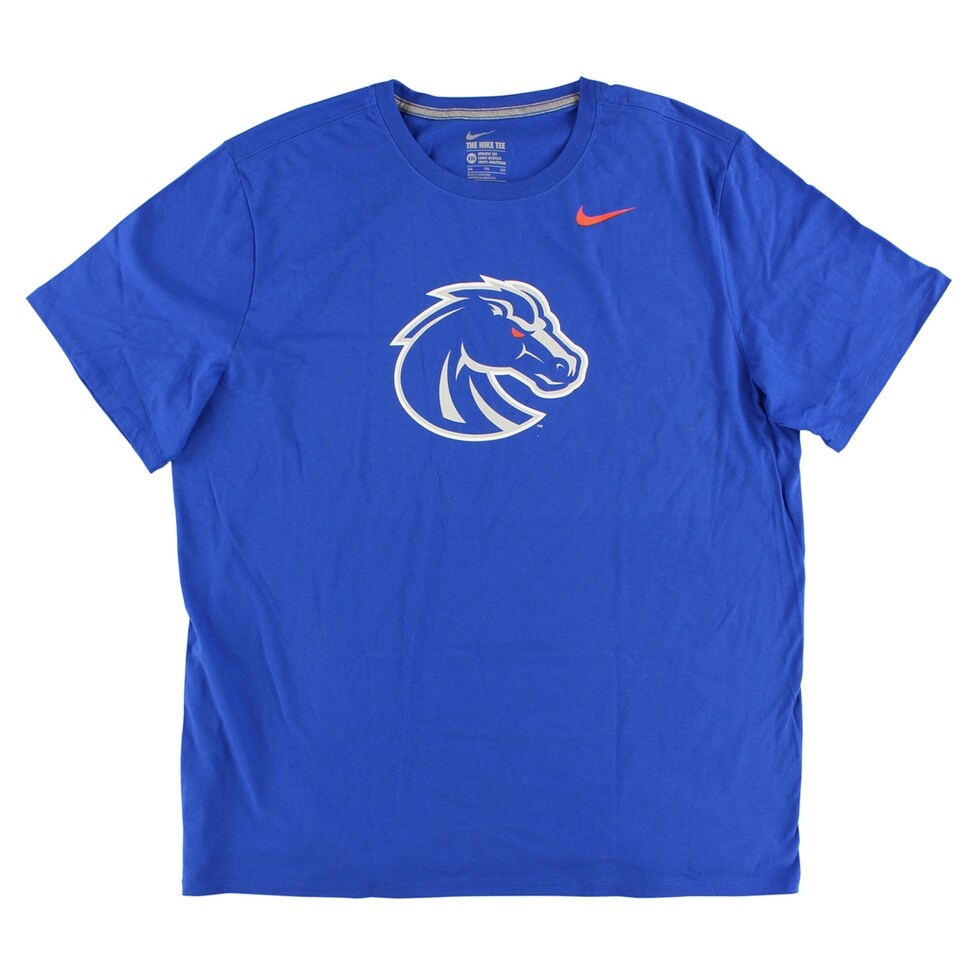 Shop Nike Men S Boise State Broncos Cotton Logo T Shirt Royal Blue