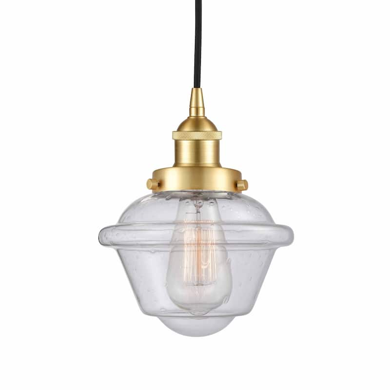 Innovations Lighting 616-1PH-10-8 Oxford Pendant Oxford 8" Wide Mini - Satin Gold / Seedy