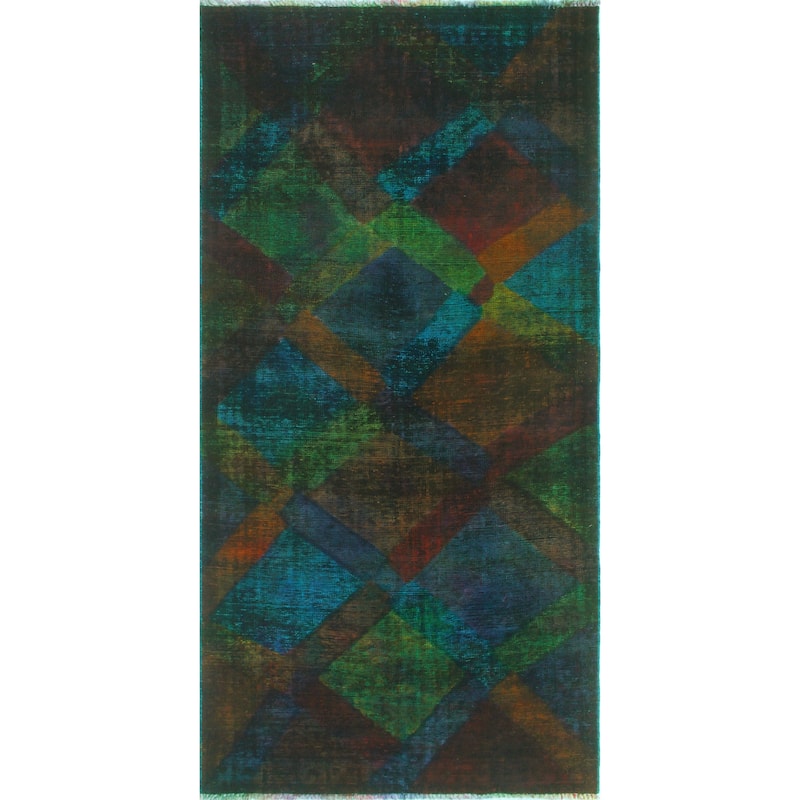 Vintage Rainbow-Dye Martyn Orange/Purple Runner - 3'3" x 6'8"